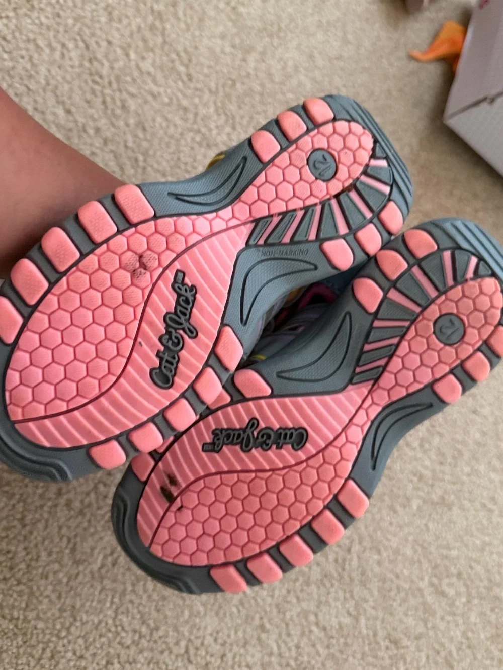 Cat & Jack Gray Sandals with Pink and Yellow Accents